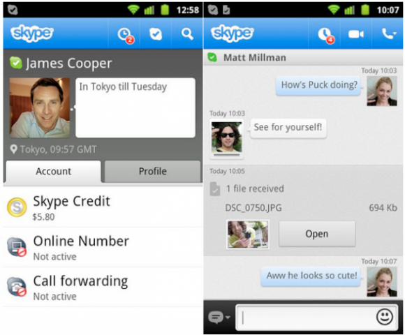 Skype 2.6 для Android 