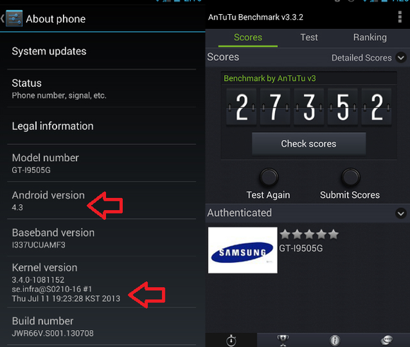 Android 4.3 Google Play Samsung Galaxy S4 
